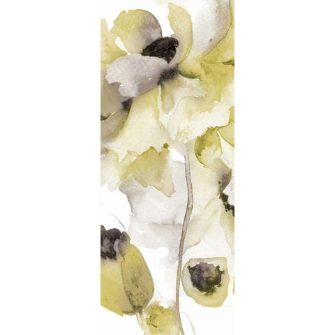 Gray Yellow Petals 2 Black Modern Wood Framed Art Print with Double Matting by Brown, Victoria