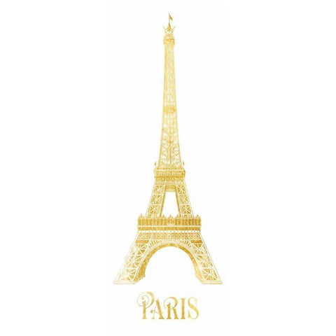 Gold Foil Paris White Modern Wood Framed Art Print by Brown,Victoria