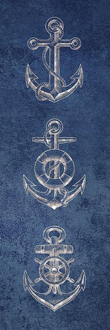 Anchor Blues 1 White Modern Wood Framed Art Print with Double Matting by Brown, Victoria