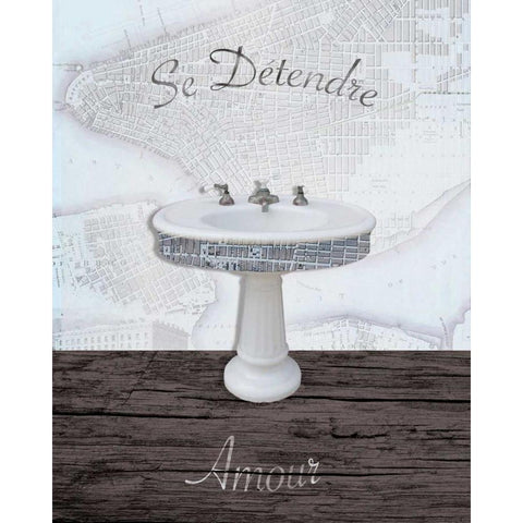 Mapped Bath Sink 1 Black Modern Wood Framed Art Print with Double Matting by Brown, Victoria