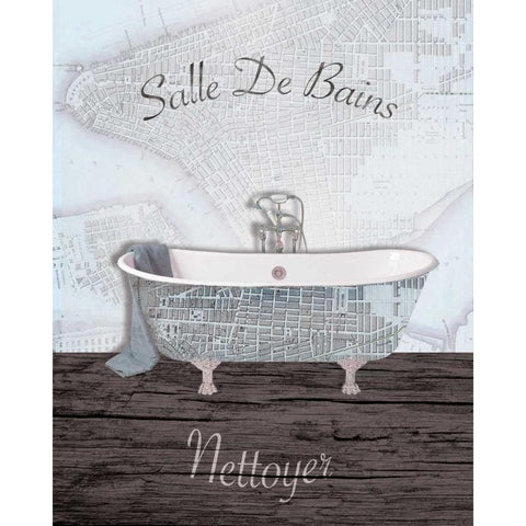 Mapped Bath 2 White Modern Wood Framed Art Print by Brown, Victoria