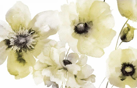 Gray Yellow Flora 3 White Modern Wood Framed Art Print with Double Matting by Brown, Victoria