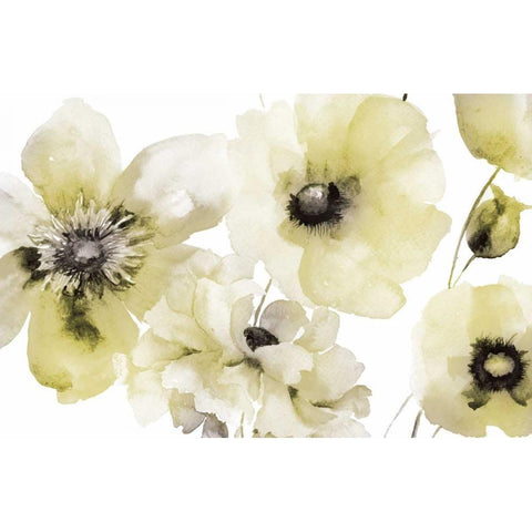 Gray Yellow Flora 3 Black Modern Wood Framed Art Print by Brown, Victoria