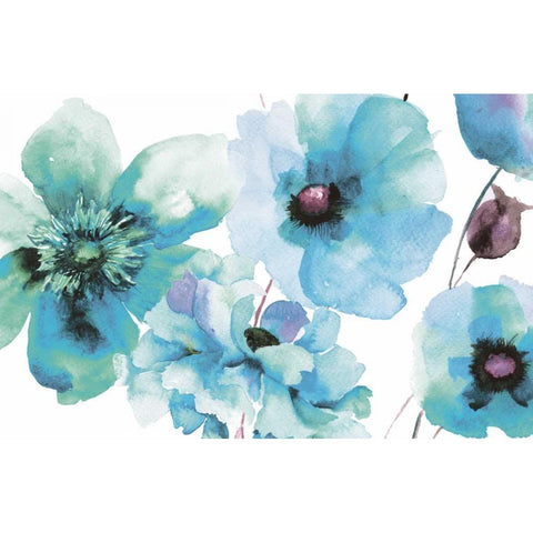 Indigo Hue Flora White Modern Wood Framed Art Print by Brown, Victoria