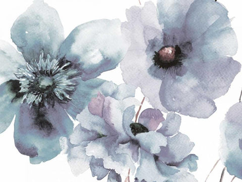 Flowering Blue Hues White Modern Wood Framed Art Print with Double Matting by Brown, Victoria