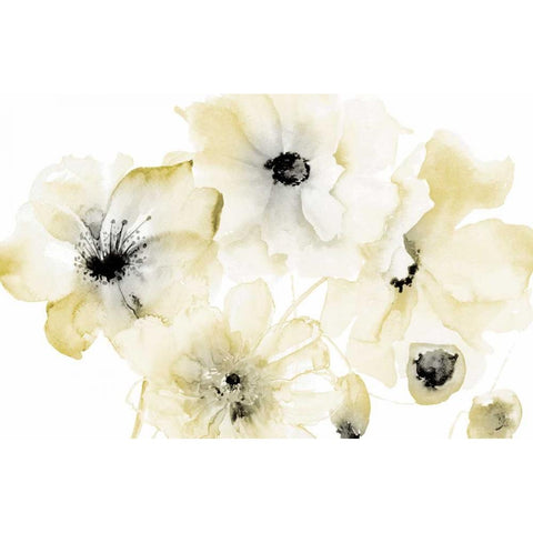 Gray Yellow Flora 4 Black Modern Wood Framed Art Print with Double Matting by Brown, Victoria