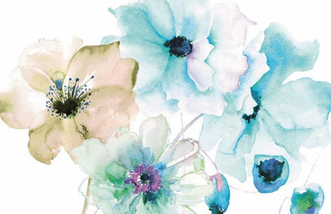 Flora Hues White Modern Wood Framed Art Print with Double Matting by Brown, Victoria
