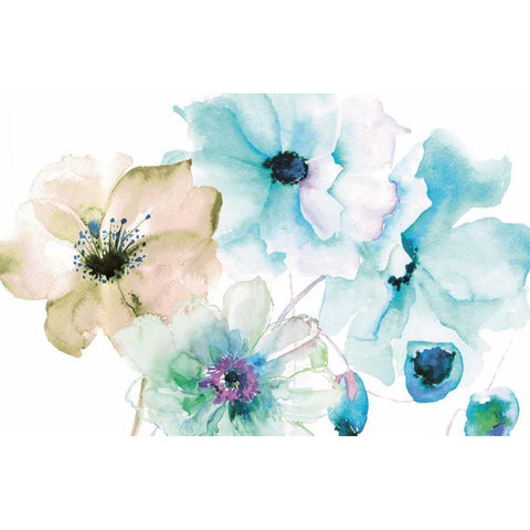 Flora Hues White Modern Wood Framed Art Print by Brown, Victoria