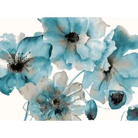 Teal Kissed Hues White Modern Wood Framed Art Print by Brown, Victoria