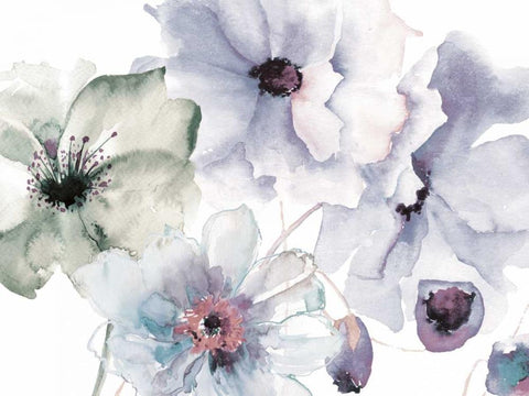 Flowering Blue Hues 2 Black Ornate Wood Framed Art Print with Double Matting by Brown, Victoria