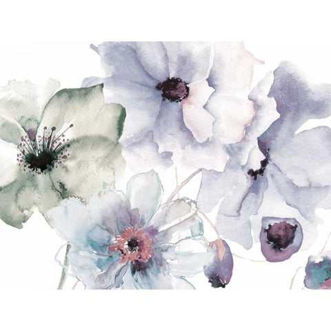 Flowering Blue Hues 2 Black Modern Wood Framed Art Print by Brown, Victoria