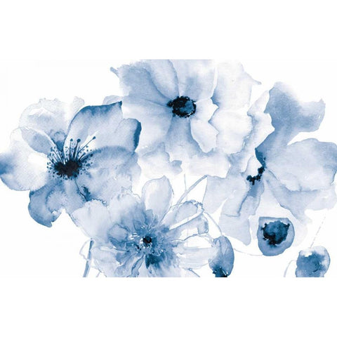 Flowering Blue White Modern Wood Framed Art Print by Brown, Victoria