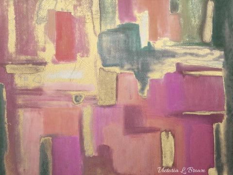 Abstract Pink Black Ornate Wood Framed Art Print with Double Matting by Brown, Victoria