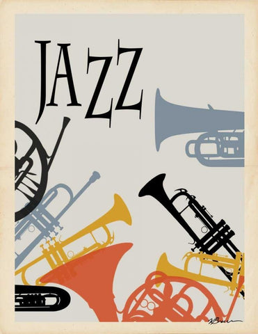 Jazz 1 Black Ornate Wood Framed Art Print with Double Matting by Brown, Victoria