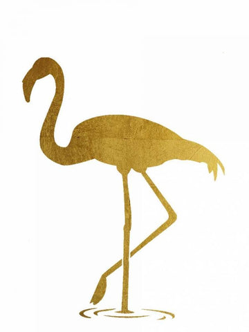 Golden Flamingo White Modern Wood Framed Art Print with Double Matting by Brown,Victoria