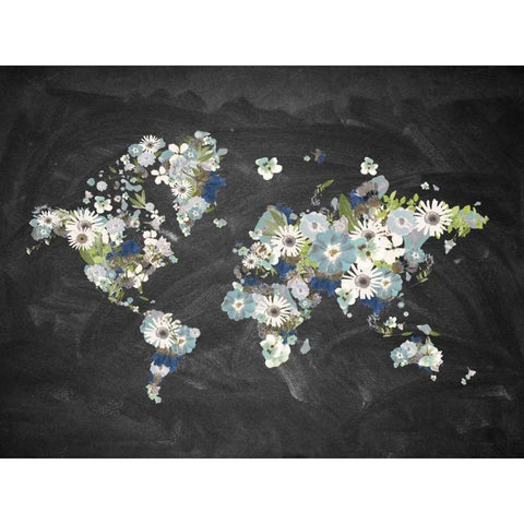 Blooming Map 2 White Modern Wood Framed Art Print by Brown,Victoria