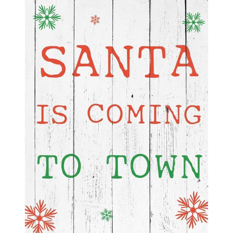 Santa Is Coming Black Modern Wood Framed Art Print with Double Matting by Brown,Victoria