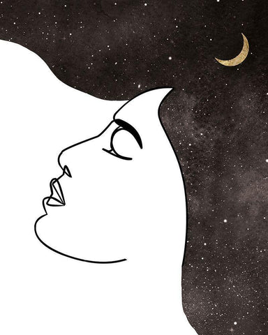 La Luna 3 White Modern Wood Framed Art Print with Double Matting by Brown, Victoria