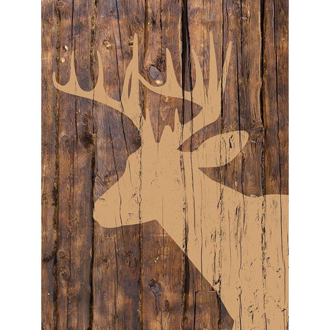 Wooden Deer Black Modern Wood Framed Art Print with Double Matting by Brown, Victoria