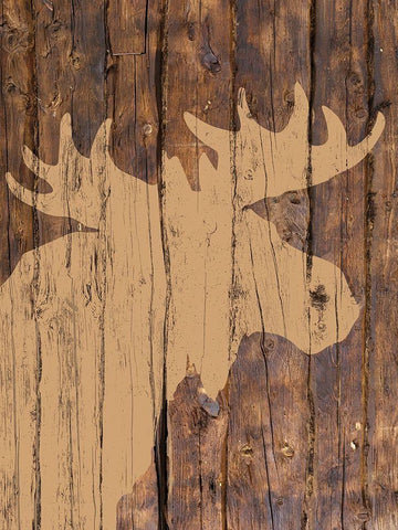Wooden Moose Black Ornate Wood Framed Art Print with Double Matting by Brown, Victoria