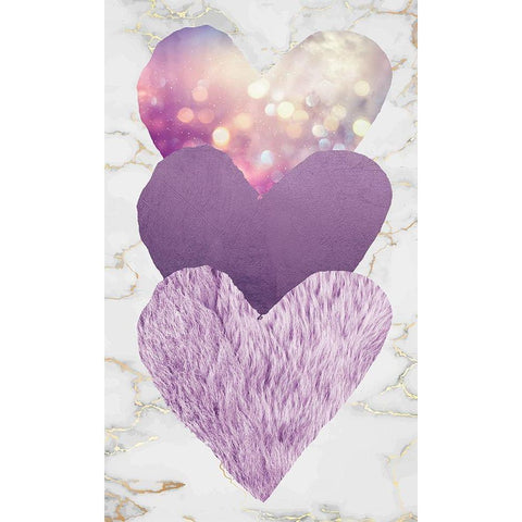 Triple Heart Purple Black Modern Wood Framed Art Print with Double Matting by Brown, Victoria