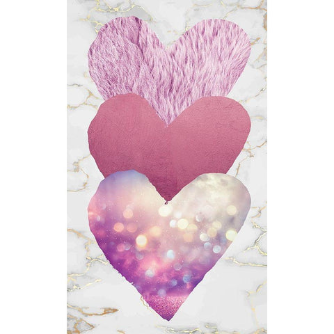 Triple Heart Pink Black Modern Wood Framed Art Print with Double Matting by Brown, Victoria