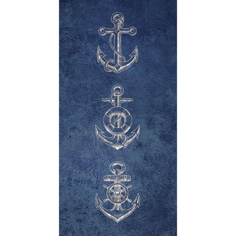 Anchor Coastal Blues 1 Black Modern Wood Framed Art Print by Brown, Victoria