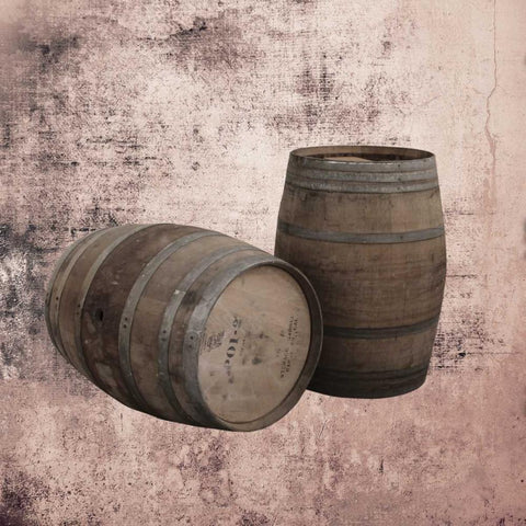 Wine Barrels 2 Black Modern Wood Framed Art Print with Double Matting by Brown, Victoria