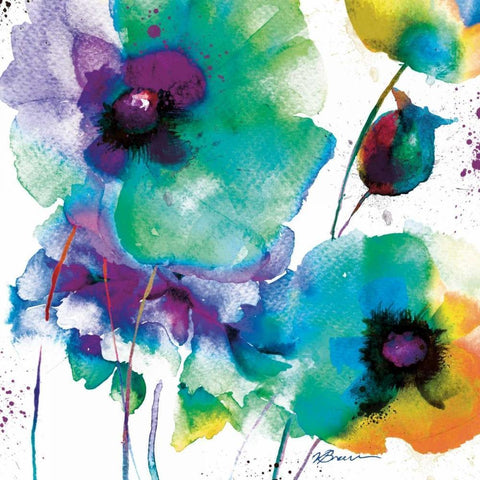 Color Flowers Black Ornate Wood Framed Art Print with Double Matting by Brown, Victoria