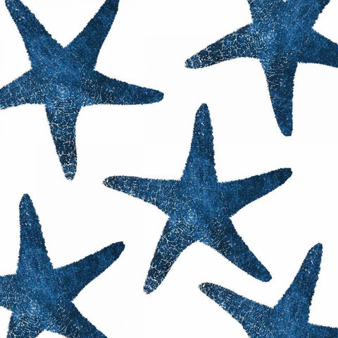 Navy Starfish Collage Gold Ornate Wood Framed Art Print with Double Matting by Brown, Victoria