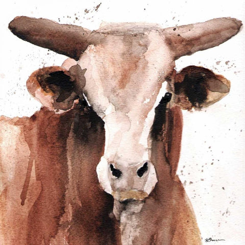 Splashed Bull Black Modern Wood Framed Art Print by Brown, Victoria