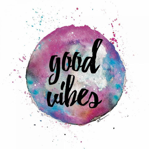 Good Vibes Black Ornate Wood Framed Art Print with Double Matting by Brown,Victoria