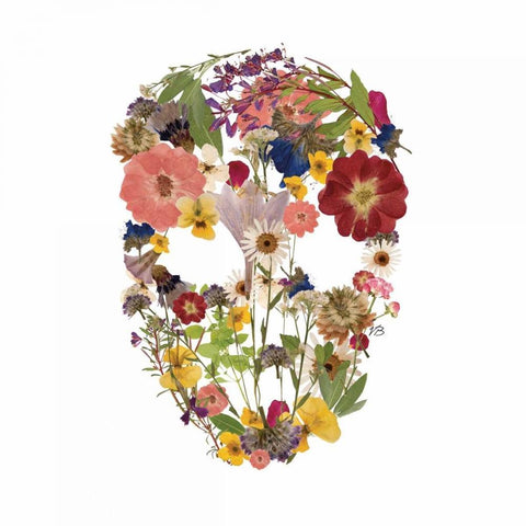 Flowerskull 3 White Modern Wood Framed Art Print with Double Matting by Brown, Victoria