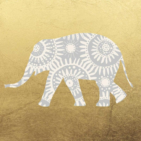 Elephant 4 Gold Ornate Wood Framed Art Print with Double Matting by Brown,Victoria