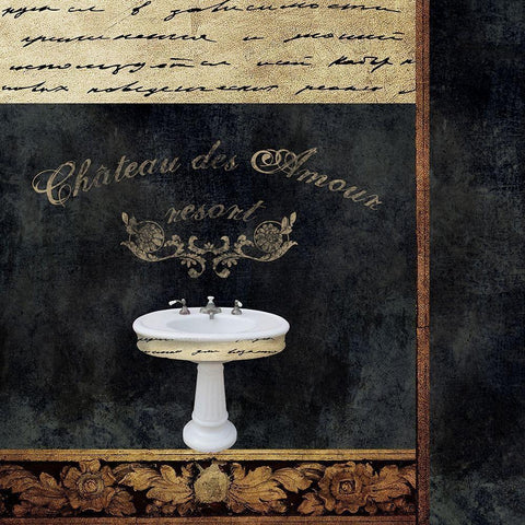 Sink-Notes Black Ornate Wood Framed Art Print with Double Matting by Brown, Victoria