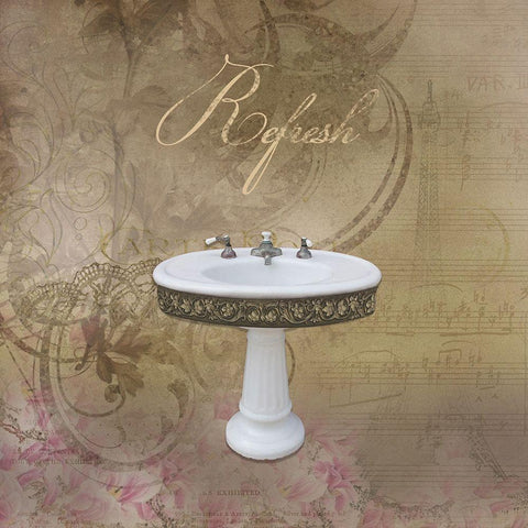 Golden Bath 2 White Modern Wood Framed Art Print with Double Matting by Brown, Victoria