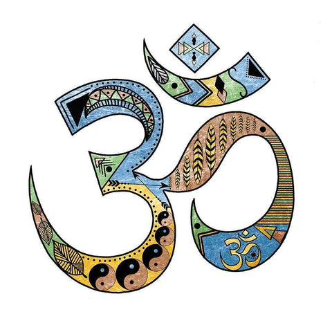 Om Flat Black Modern Wood Framed Art Print by Brown, Victoria