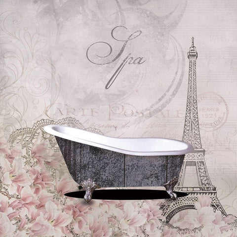 Floral Bath 1 White Modern Wood Framed Art Print with Double Matting by Brown, Victoria