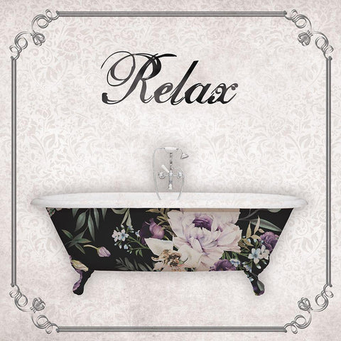 Relax Bath Black Modern Wood Framed Art Print by Brown, Victoria