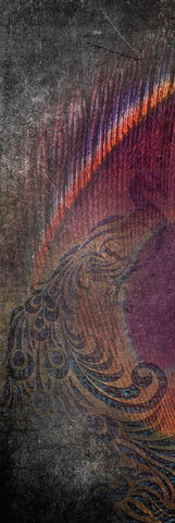 Fused Peacock 1 Black Ornate Wood Framed Art Print with Double Matting by Brown, Victoria