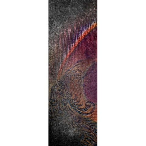 Fused Peacock 1 Gold Ornate Wood Framed Art Print with Double Matting by Brown, Victoria