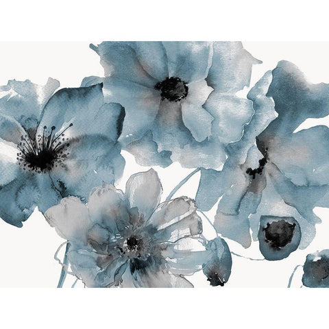Blue Poppy Bouquet Gold Ornate Wood Framed Art Print with Double Matting by Brown, Victoria