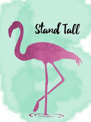 Stand Tall Hot Flamingo White Modern Wood Framed Art Print with Double Matting by Brown, Victoria