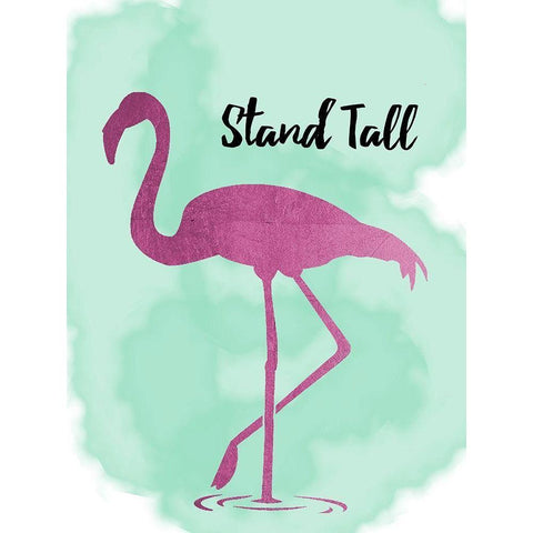 Stand Tall Hot Flamingo Gold Ornate Wood Framed Art Print with Double Matting by Brown, Victoria