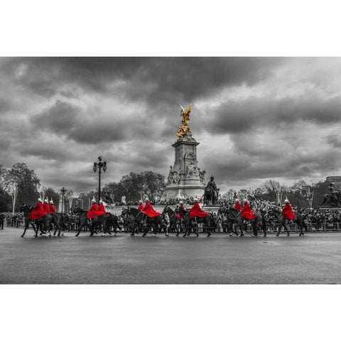 London Guards Gold Ornate Wood Framed Art Print with Double Matting by Brown,Victoria