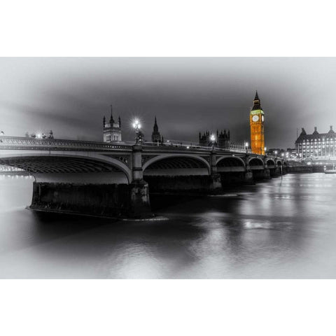 London Selective Bridge and Big Ben Black Modern Wood Framed Art Print with Double Matting by Brown,Victoria