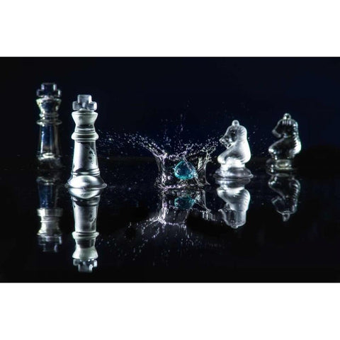 Chess Splash 1 White Modern Wood Framed Art Print by Kostka, Vladimir