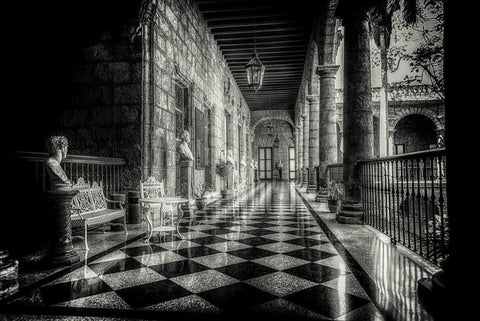 Harlequin Hallway White Modern Wood Framed Art Print with Double Matting by Kostka, Vladimir