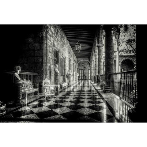 Harlequin Hallway White Modern Wood Framed Art Print by Kostka, Vladimir