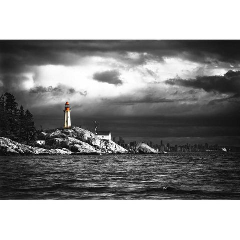 Lighthouse Gold Ornate Wood Framed Art Print with Double Matting by Kostka, Vladimir